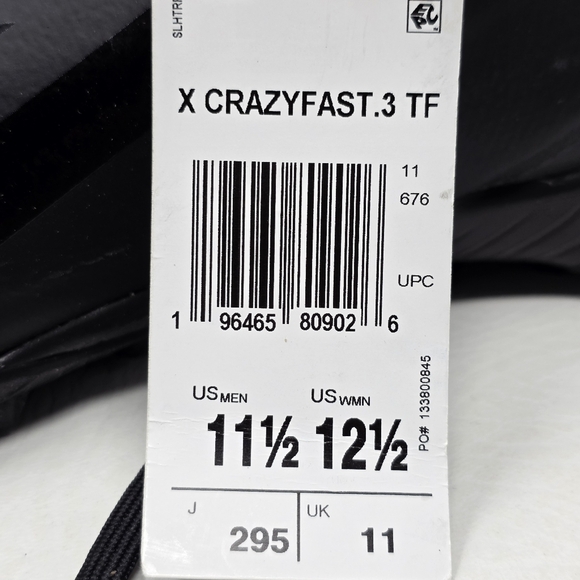 Adidas X Crazyfast.3 Men\'s Size 11.5 TF Turf Field Soccer Shoes Black ID9336 New main image 12